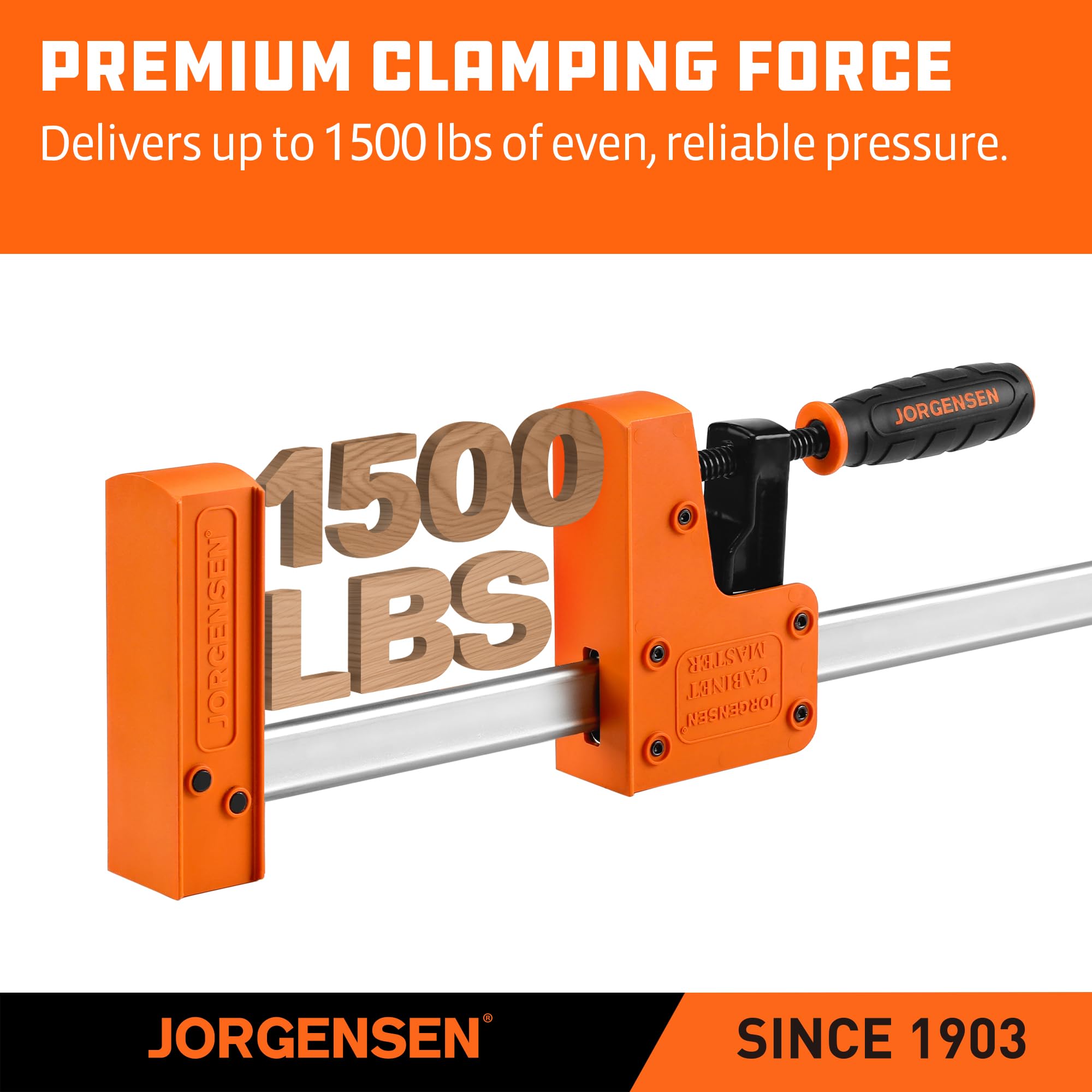 Jorgensen 48-inch Bar Clamps, 90°Cabinet Master Parallel Jaw